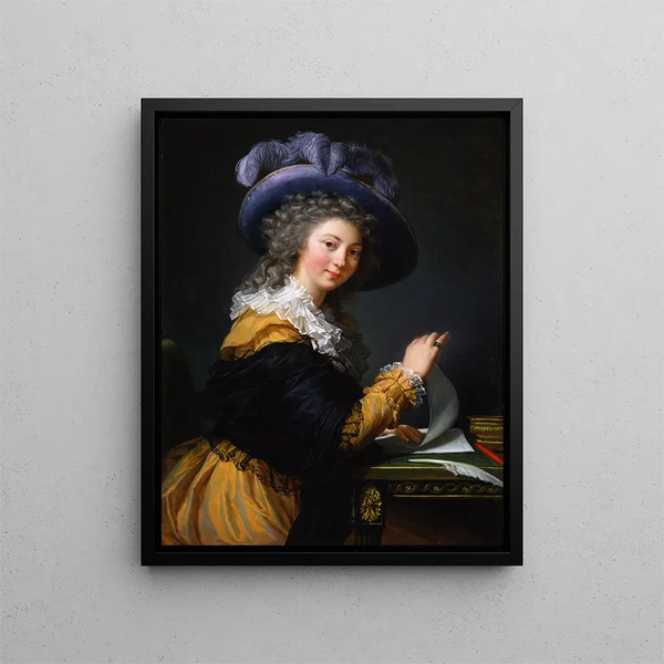 Countess de Crès, tidigare titel från 1963 till 1992, dam som viker ett brev - Elisabeth Louise Vigée Le Brun — inramlat konstverk på väggen