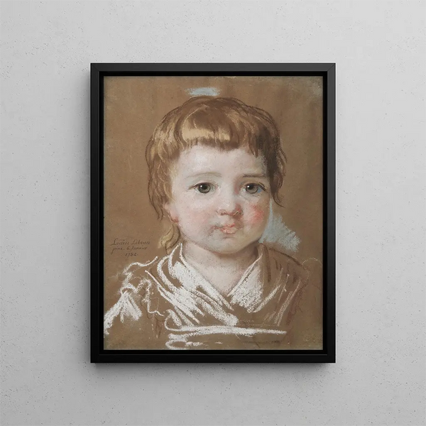 Jeanne Julie Louise Lebrun, konstnärens dotter i två års ålder - Elisabeth Louise Vigée Le Brun — inramlat konstverk på väggen