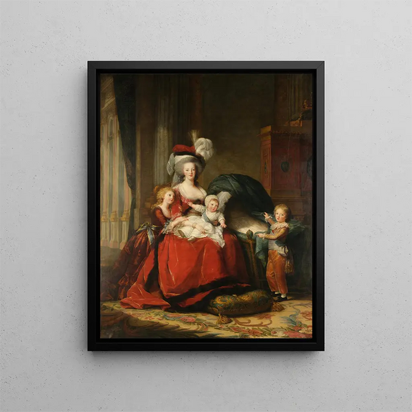 Marie-Antoinette av Lorraine, Frankrikes drottning av Habsburg, och hennes barn - Elisabeth Louise Vigée Le Brun — inramlat konstverk på väggen