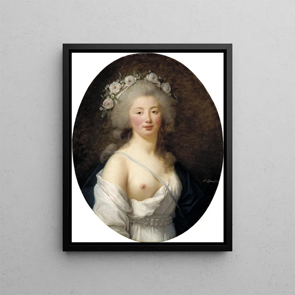 Porträtt av en ung kvinna i Flore - Elisabeth Louise Vigée Le Brun — inramlat konstverk på väggen