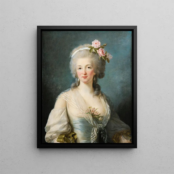 Portrait of a lady said portrait of Jeanne de Valois Comtesse de la Motte - Elisabeth Louise Vigée Le Brun — inramlat konstverk på väggen