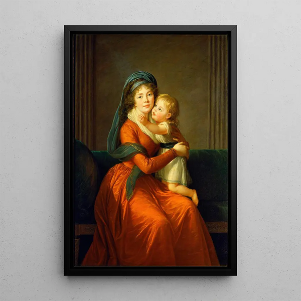 prinsessan Alexandra Golitsyna och hennes son Piotr - Elisabeth Louise Vigée Le Brun — inramlat konstverk på väggen