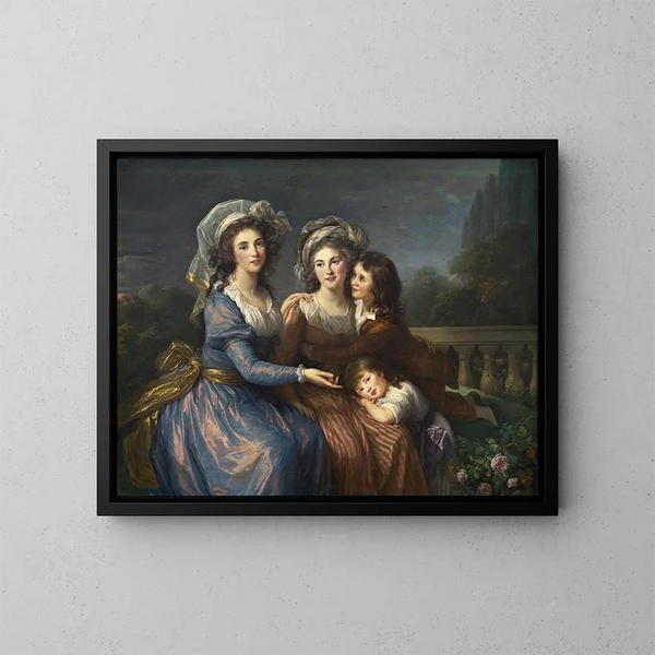 La marquise de Pezay och marquise de Roug med sina söner Alexis och Adrien - Elisabeth Louise Vigée Le Brun — inramlat konstverk på väggen