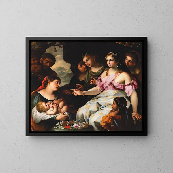 La découverte de Moïse - Elisabetta Sirani — inramlat konstverk på väggen
