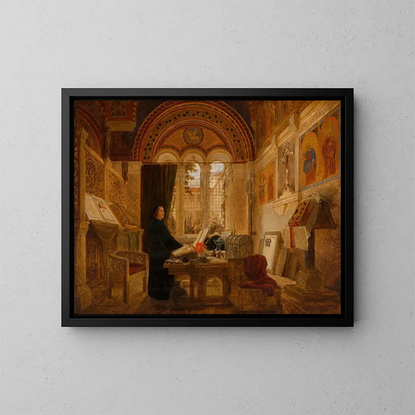 ett kloster inomhus i Italien - Elmslie William Dallas — inramlat konstverk på väggen