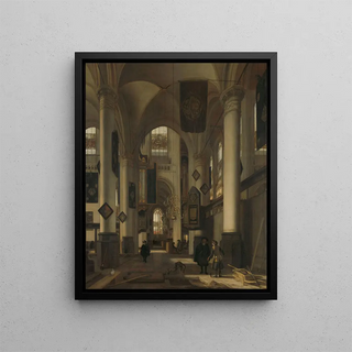 Emanuel de Witte - Interior of a Protestant Gothic Church with Motifs from the Oude and Nieuwe Kerk in Amsterdam.webp