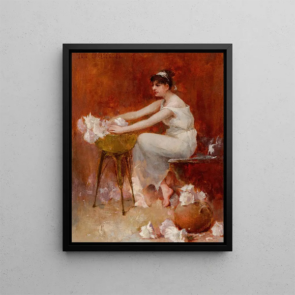 Arrangement de fleurs - Emil Carlsen — inramlat konstverk på väggen