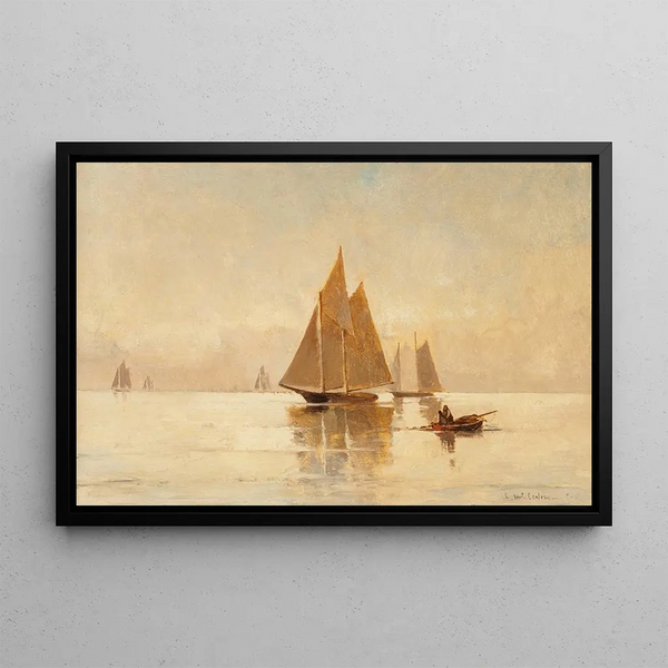 Voiliers le soir - Emil Carlsen — inramlat konstverk på väggen