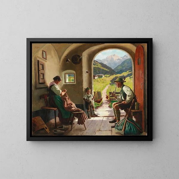 En sommardag i Tyrol - Emil Rau — inramlat konstverk på väggen