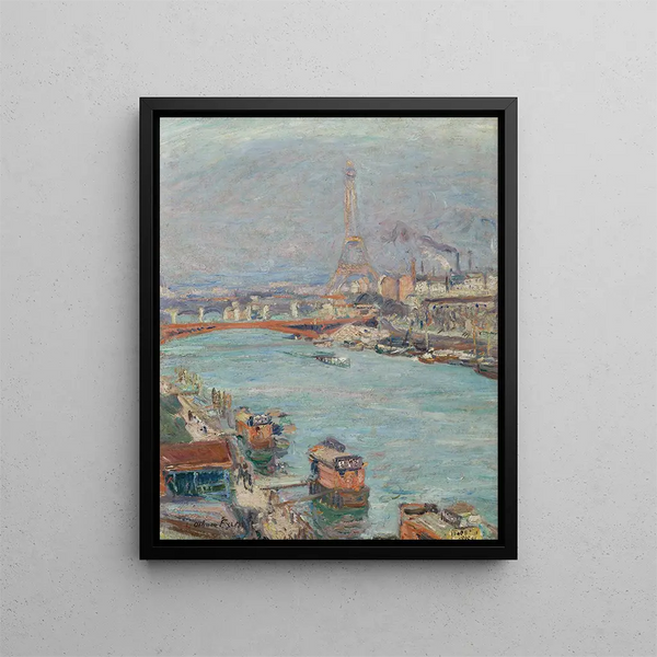 La Seine à Paris, la Tour Eiffel, le jour - Émile Othon Friesz — inramlat konstverk på väggen