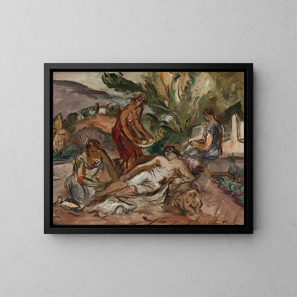 Les Baigneuses - Émile Othon Friesz — inramlat konstverk på väggen