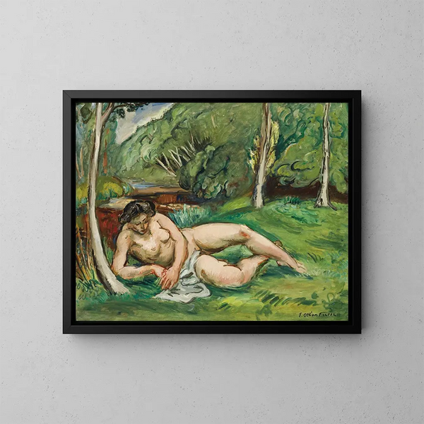 Nu allongé dans un paysage - Émile Othon Friesz — inramlat konstverk på väggen