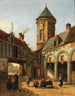 den gamla målningen "Ancien Château du Cardinal de Granvelle 1517-1586" i Bryssel - Émile Pierre Joseph de Cauwer — vy av konstverket