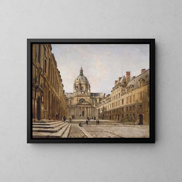La Cour de l'ancienne Sorbonne - Emmanuel Lansyer — inramlat konstverk på väggen