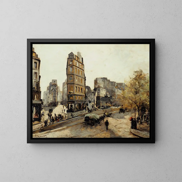 Les rues de la Lune Beauregard et de Clry vues de la porte Saint-Denis - Emmanuel Lansyer — inramlat konstverk på väggen