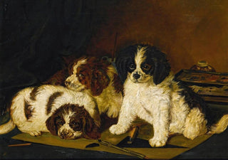 English School - Three Spaniel Puppies.webp