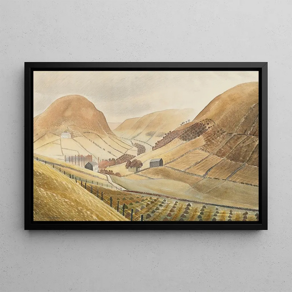 Eric Ravilious - Corn Stooks and Farmsteads Hill Farm Capelyffin Wales.webp