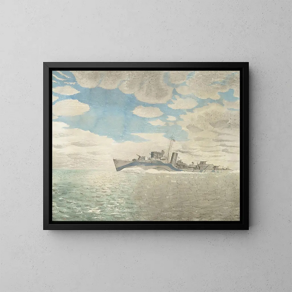 HMS Tetcott - Eric Ravilious — inramlat konstverk på väggen