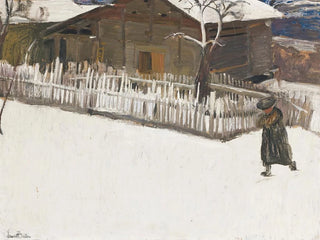 Ernest Biler - Paysage Dhiver Devant Un Mazot.webp