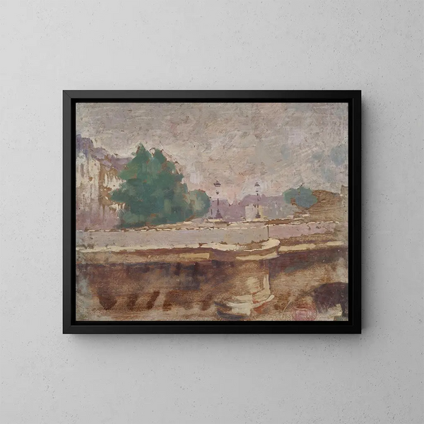 Paris, le Pont-Neuf - Ernest Jules Renoux — inramlat konstverk på väggen