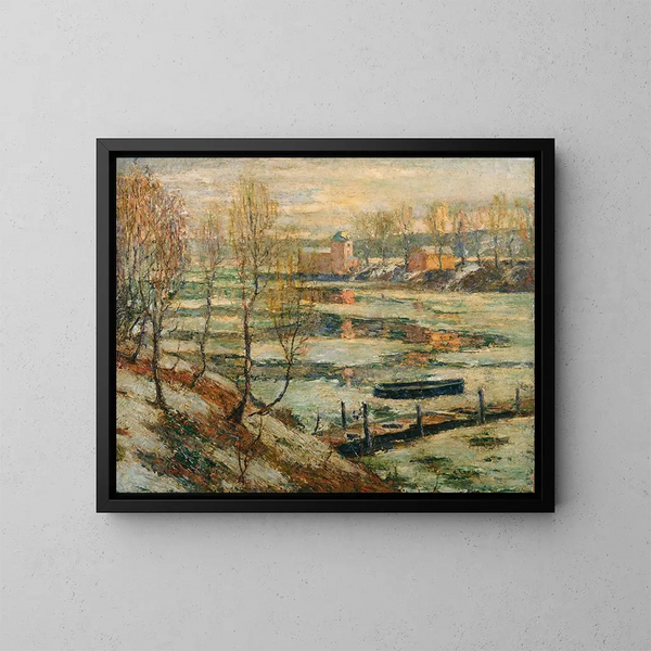 Glace i floden - Ernest Lawson — inramlat konstverk på väggen