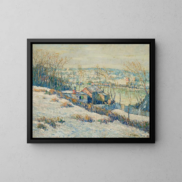 Vinter vid den övre Harlem-floden - Ernest Lawson — inramlat konstverk på väggen