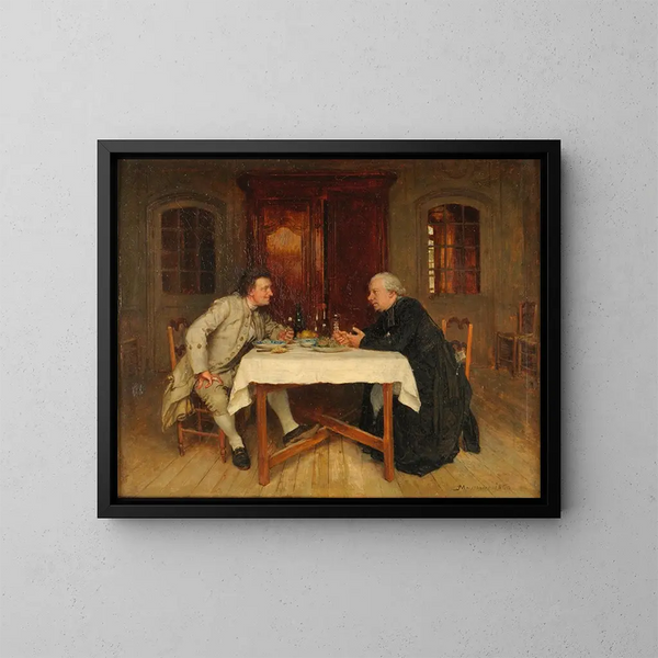 Le vin du curé - Ernest Meissonier — inramlat konstverk på väggen