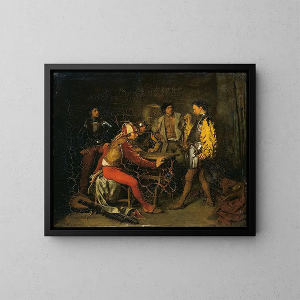 La salle de garde - Ernest Meissonier — inramlat konstverk på väggen
