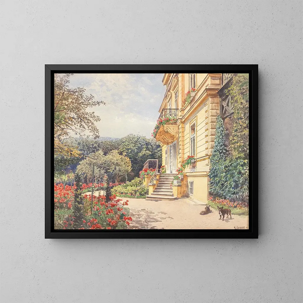 Villa dans un jardin soigné - Ernst Graner — inramlat konstverk på väggen