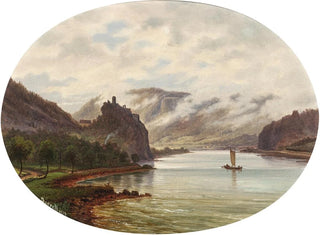 Vy över slottet Stekov vid Elbe - Ernst Gustav Doerell — vy av konstverket