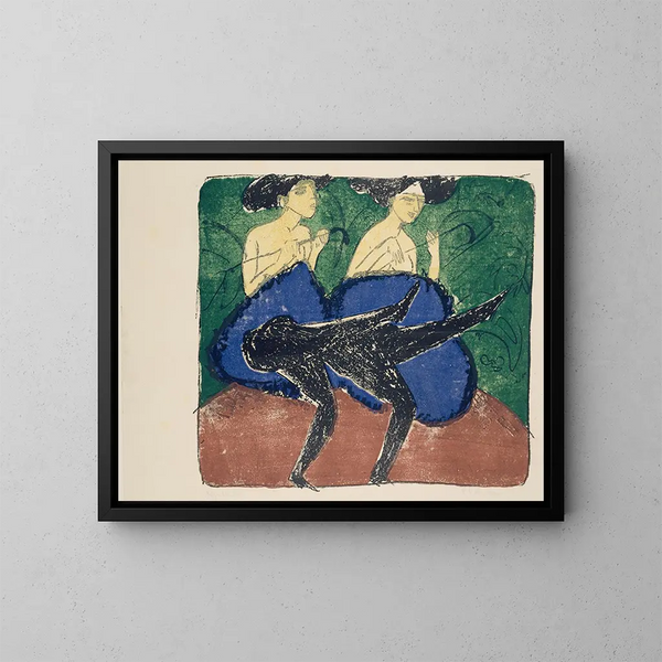 Flickor amerikanska - Ernst Ludwig Kirchner — inramlat konstverk på väggen