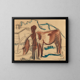 Ernst Ludwig Kirchner - Bauer und trinkende Kuh.webp