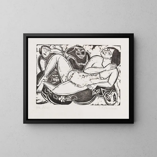 Akt liggande - Ernst Ludwig Kirchner — inramlat konstverk på väggen