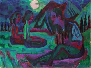 Ernst Ludwig Kirchner - Night Moon Accordion Player by Moonlight.webp