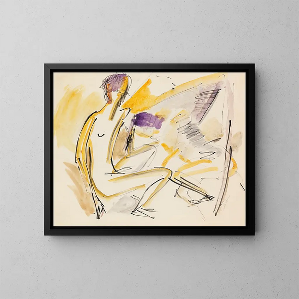 sittande och liggande akt på stranden - Ernst Ludwig Kirchner — inramlat konstverk på väggen