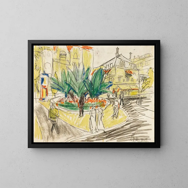 Le bosquet d'Albertplatz à Dresde - Ernst Ludwig Kirchner — inramlat konstverk på väggen