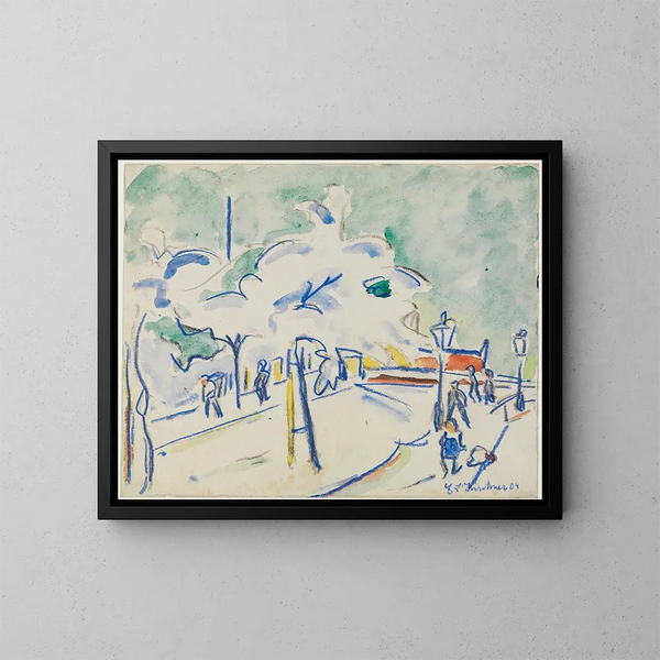 Rivage med blommor i Dresden - Ernst Ludwig Kirchner — inramlat konstverk på väggen