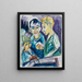 två bönder och en pojke vid brunnen - Ernst Ludwig Kirchner — inramlat konstverk på väggen