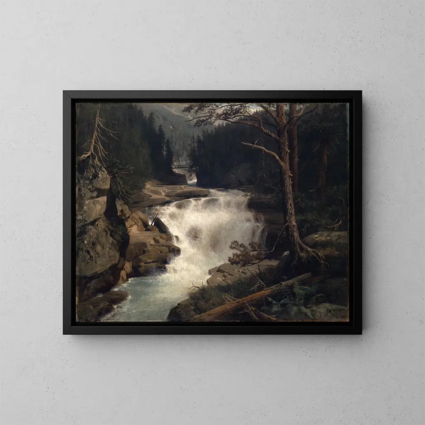 Cascade i Avers-dalen - Ernst Schiess — inramlat konstverk på väggen