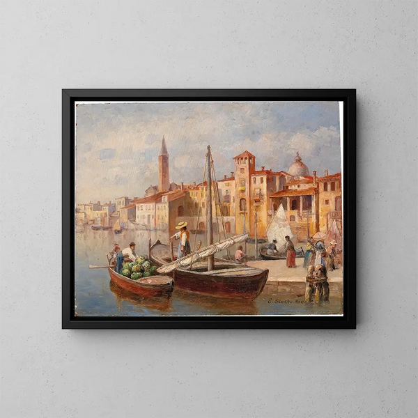 Port italien - Ernst Stache — inramlat konstverk på väggen