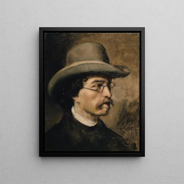 Portrait av konstnären Theodor Deschwanden - Ernst Stückelberg — inramlat konstverk på väggen
