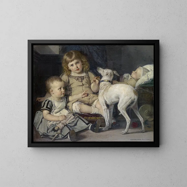 Les Enfants de l'artiste - Ernst Stückelberg — inramlat konstverk på väggen
