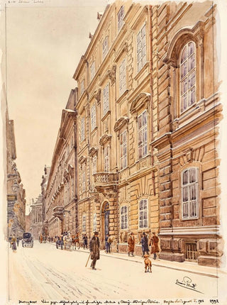 Erwin Pendl - Herrengasse and MollardClary palace with a view of Michaelerplatz in Vienna.webp