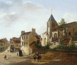 utsikt över Saint-Germain-des-Prés-kyrkan - Étienne Bouhot — vy av konstverket