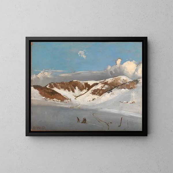 Le Herzogenhorn dans la neige fraîche - Eugen Bracht — inramlat konstverk på väggen