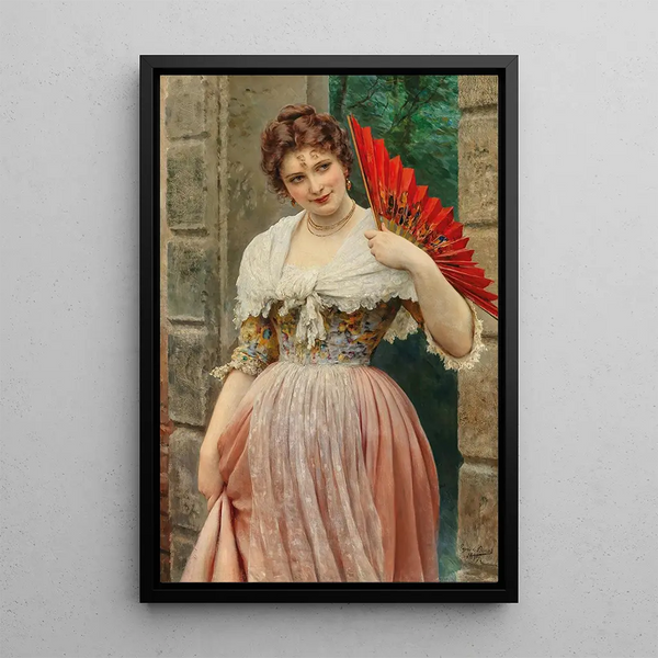 Eugen von Blaas - A Young Lady with a Red Fan.webp