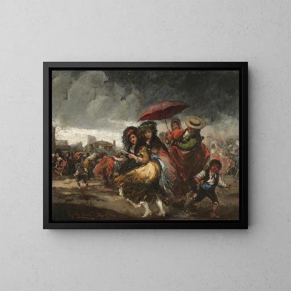 Corrida suspendu par la pluie - Eugenio Lucas Villamil — inramlat konstverk på väggen