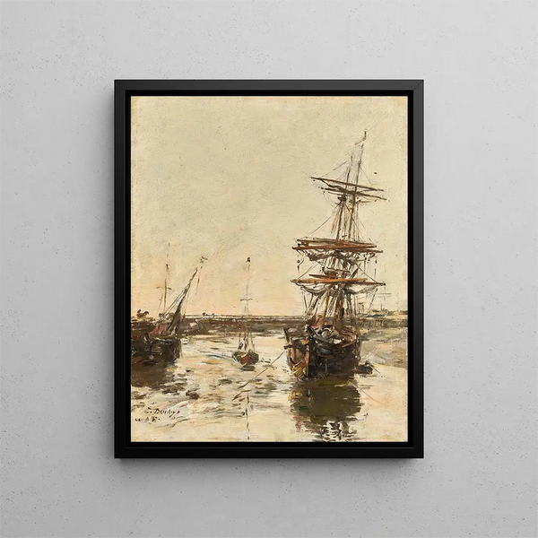 Trouville hamn - Eugène Boudin — inramlat konstverk på väggen