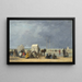 Längd: 60 cm, Höjd: 45 cm, Material: Olja på duk, Origin: Frankrike, År: 1865, Konsttryck av Eugène Boudin, "L'heure du bain à Deauville" - En vacker målning som fångar ett ögonblick av vardagsliv vid den franska kusten. — inramlat konstverk på väggen