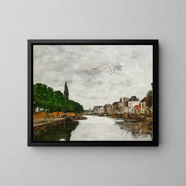 Canal aux environs de Bruxelles - Eugène Boudin — inramlat konstverk på väggen